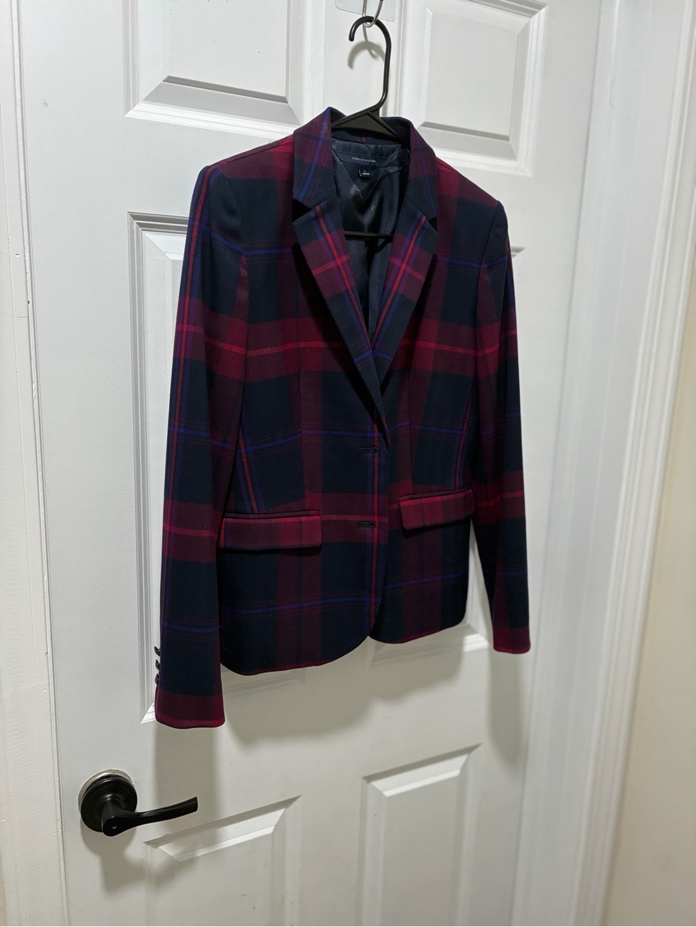 Tommy Hilfiger Navy and Red Plaid Blazer